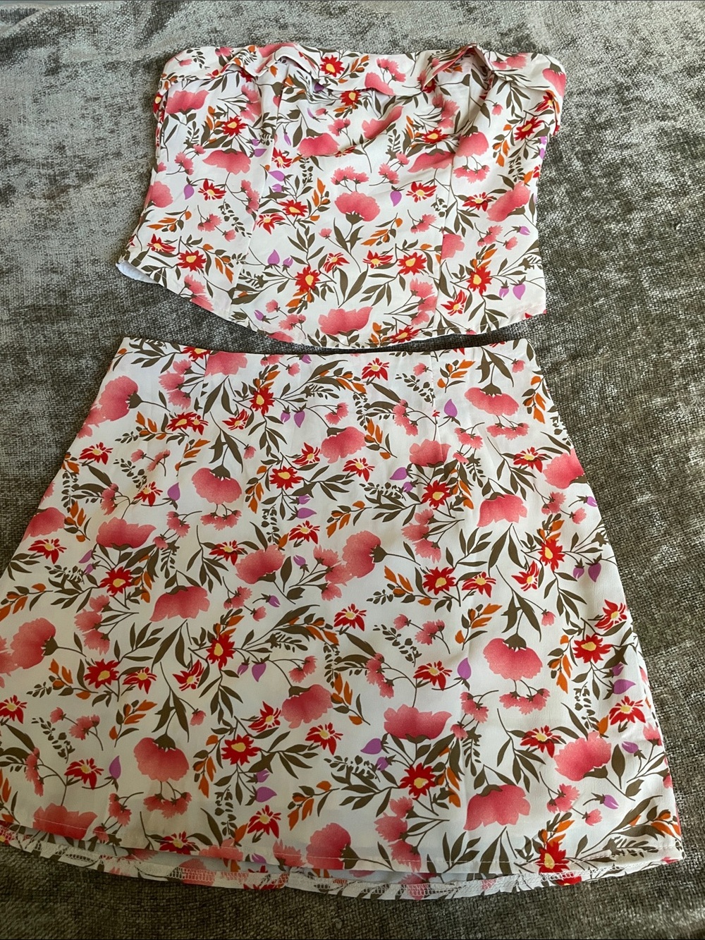Princess Polly Pink & White Floral Two-Piece Skirt Set
